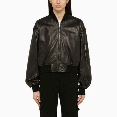 Shop Halfboy Cropped Bomber Jacket In Black