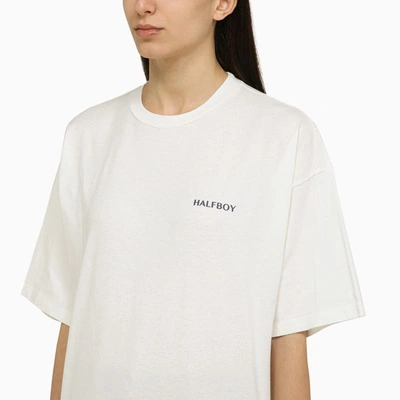 Shop Halfboy Crew-neck T-shirt With Logo In White