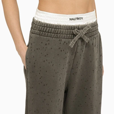 Shop Halfboy Jogging Trousers With Boxer Shorts With Wear In Black