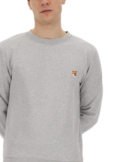 Shop Maison Kitsuné Sweatshirt With Fox Head Patch In Grey