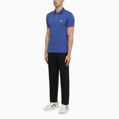 Shop Moncler Blue Polo Shirt With Logo In Black