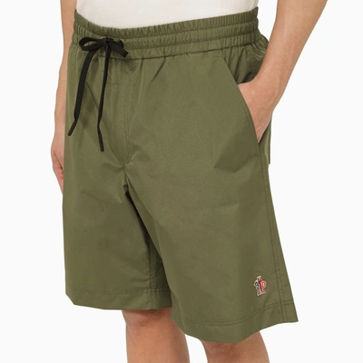 Shop Moncler Grenoble Military Bermuda Shorts With Logo Patch In Green