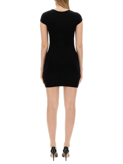 Moschino Logo Patch Cut-out Ribbed T-shirt Dress In Black