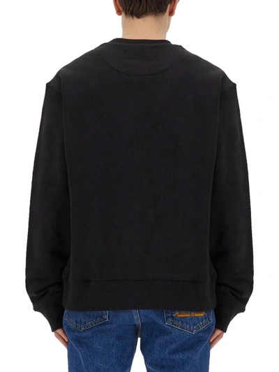 Shop Msgm Sweatshirt With Embroidered Logo In Black