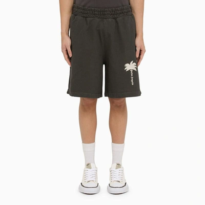 Shop Palm Angels Bermuda Shorts With Print In Grey