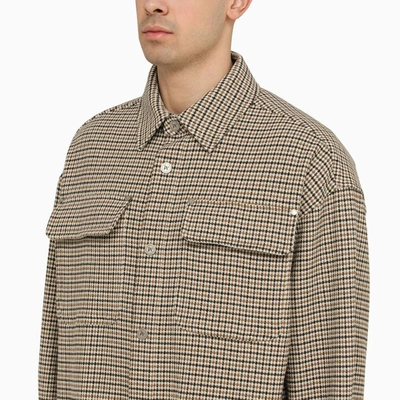 Shop Palm Angels Checked Shirt Jacket With Logo In Multicolor