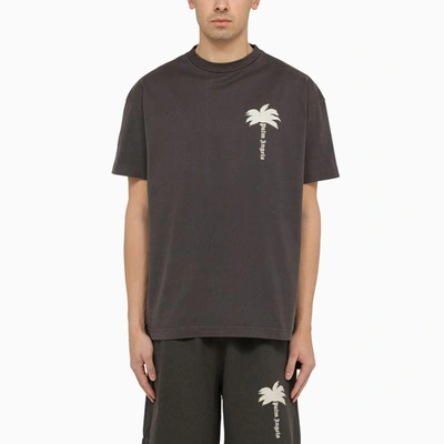 Shop Palm Angels Dark T-shirt With Print In Grey