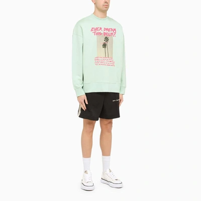 Shop Palm Angels Mint Crewneck Sweatshirt With Print In Green