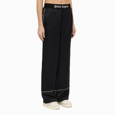 Shop Palm Angels Navy Blend Trousers In Blue