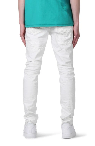 Shop Purple Brand P001 Low Rise Skinny Jeans In White Quilted Pocket Destroy