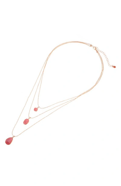Shop Zaxie By Stefanie Taylor Crackle Blush Cz Pendant Layered Necklace In Gold