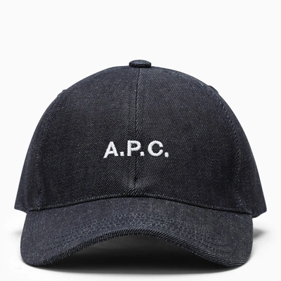 Shop Apc A.p.c. Denim Baseball Cap With White Logo In Purple