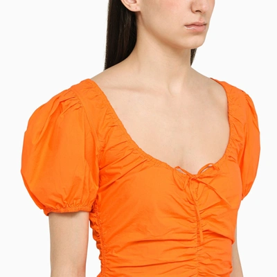 Shop Ganni Orange Draped Dress