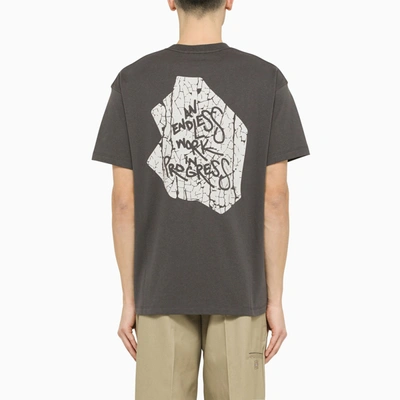 Shop Objects Iv Life Anthracite T Shirt With Print In Gray