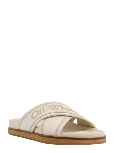 Shop Off-white Leather Sandals With Logoed Bands