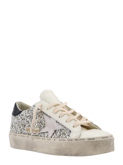 Shop Golden Goose Leather Sneakers With All-over Glitter