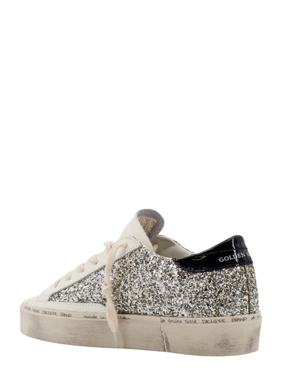 Shop Golden Goose Leather Sneakers With All-over Glitter