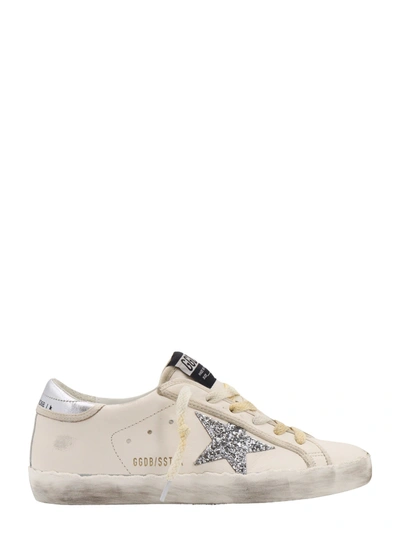 Shop Golden Goose Leather Sneakers With Glittered Patch