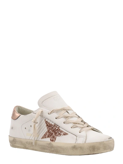 Shop Golden Goose Leather Sneakers With Glittered Patch
