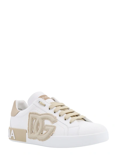 Shop Dolce & Gabbana Leather Sneakers With Lateral Monogram