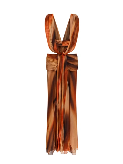 Shop Alberta Ferretti Long Silk Dress