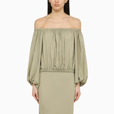 Shop Federica Tosi Sage Silk Blend Top In Green