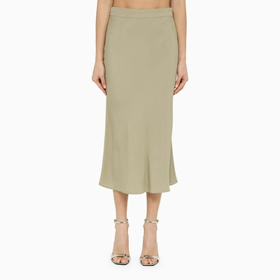 Shop Federica Tosi | Sage Green Silk Blend Midi Skirt