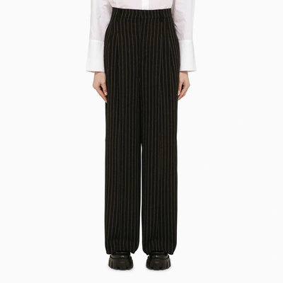 Shop Ami Alexandre Mattiussi Ami Paris | Black/chalk Wool Pinstripe Trousers