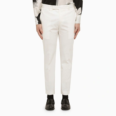 Shop Pt Torino | White Cotton Slim Trousers