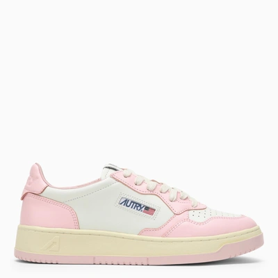 Shop Autry Medalist Leather White/blush Bride Sneaker In Pink