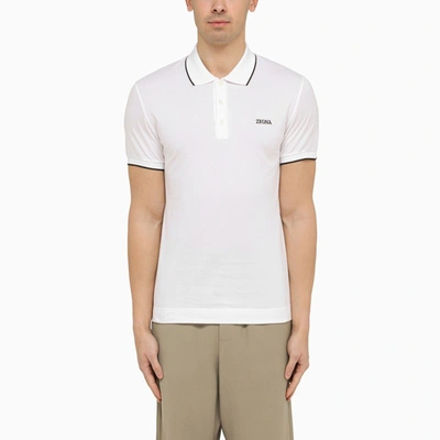 Shop Zegna | Classic White Polo Shirt In Blue