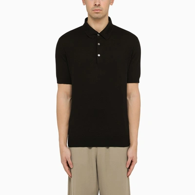 Shop Zegna Black Cotton Short-sleeved Polo Shirt