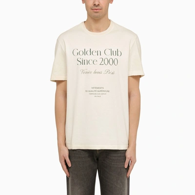 Shop Golden Goose White Cotton T-shirt With Logo Print