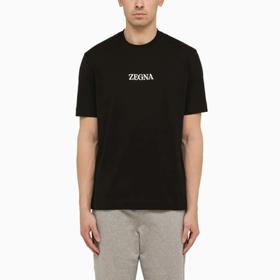 Shop Zegna | Black Crew Neck T-shirt With Logo