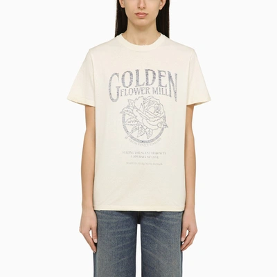 Shop Golden Goose | White Crew-neck T-shirt With Logo