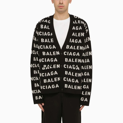 Shop Balenciaga | Allover Black And White Logo Cardigan