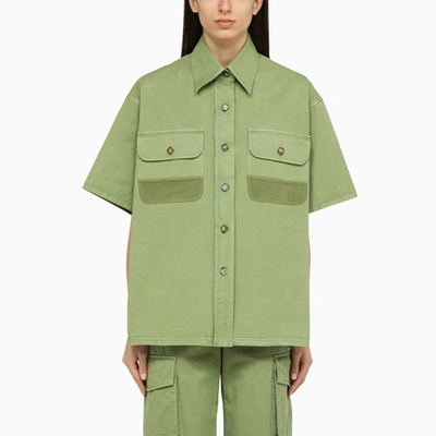 Shop Stella Mccartney Pistachio-coloured Over Shirt In Cotton In Green