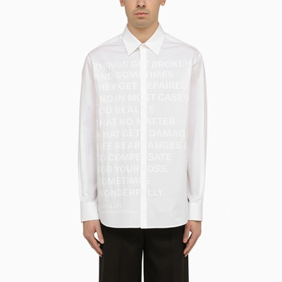 Shop Valentino White Cotton Shirt With Lettering Print