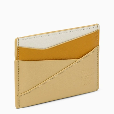 Shop Loewe Puzzle Card Holder In Calfskin Leather In Yellow