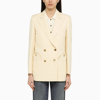 Shop Blazé Milano | Cream-coloured Savannah Jacket In Linen And Silk In White