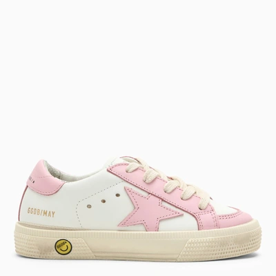 Shop Golden Goose May White/pink Low Trainer