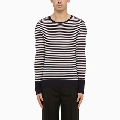 Shop Dolce & Gabbana Blue And White Striped Long-sleeved Jersey
