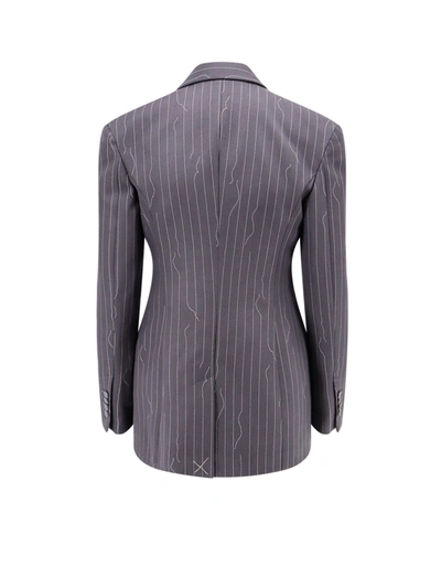 Shop Off-white Pinstripe Fabric Blazer With Shoulder Pads