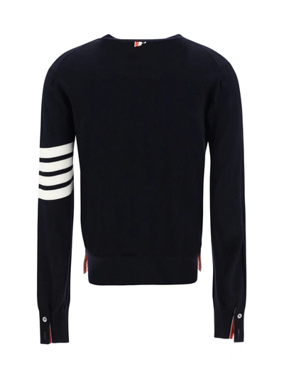Shop Thom Browne Relaxed Fit V-neck Cardigan W/ 4 Bar In