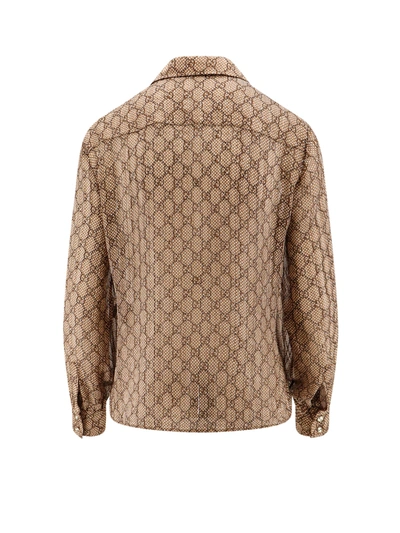 Shop Gucci Silk Shirt With Gg Checked Print