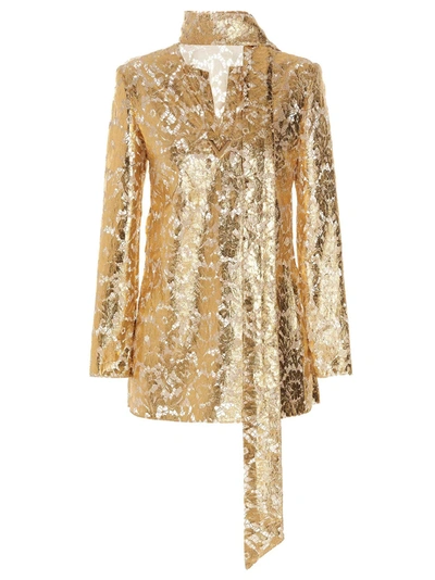 Shop Valentino Top  Gold Heavy Lace Tops Gold