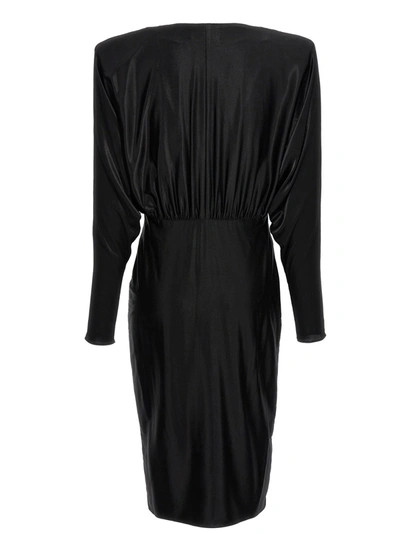 Shop Alexandre Vauthier V-neck Jersey Dress Dresses Black