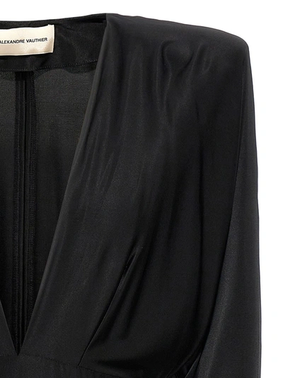 Shop Alexandre Vauthier V-neck Jersey Dress Dresses Black