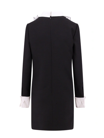 Shop Valentino Wool And Silk Dress With Frontal Plastron