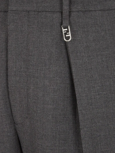 Shop Fendi Wool Trouser With Ff Metal Detail